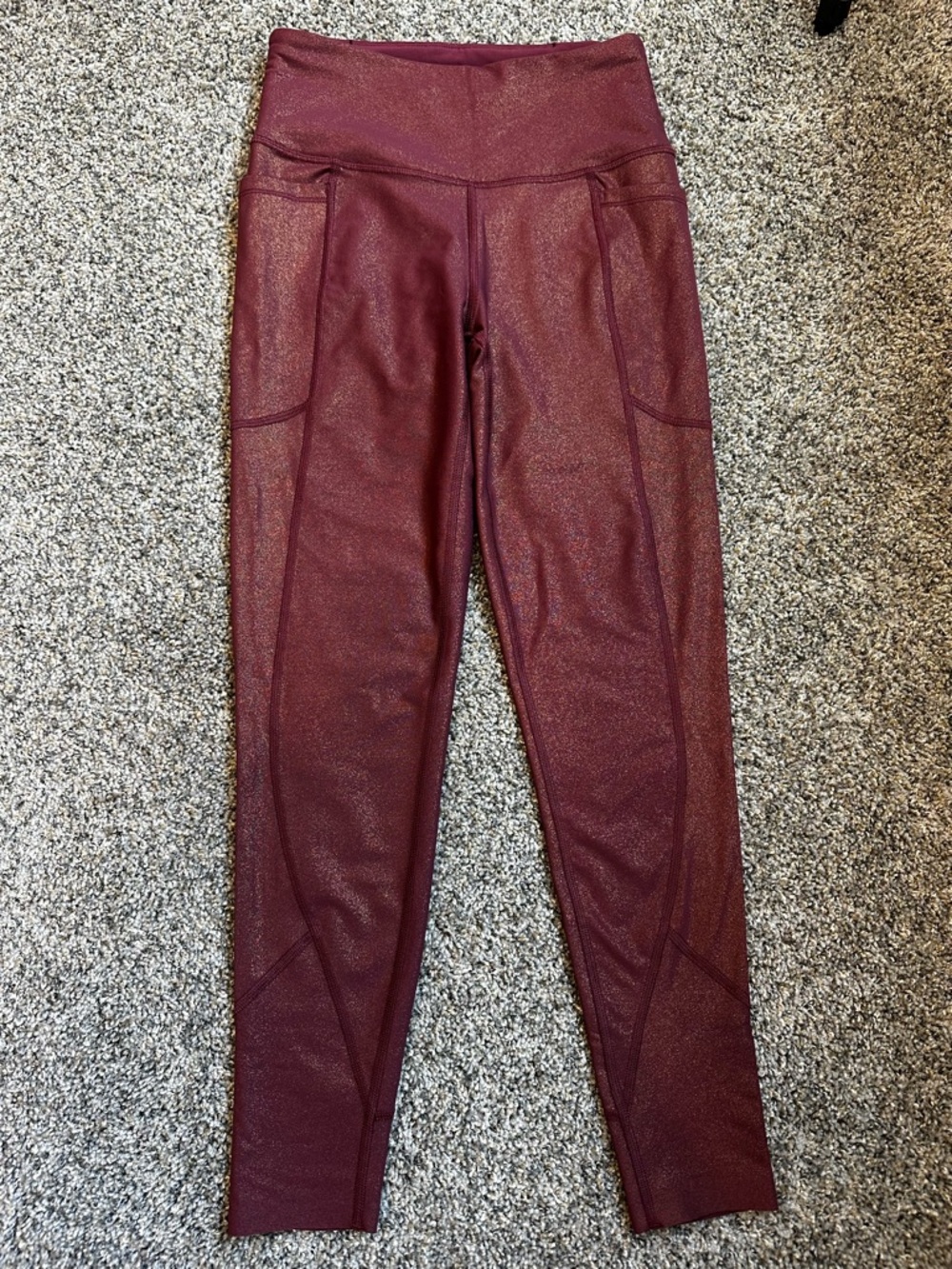 Victoria Sport Shimmery Burgundy High-Waist Leggings